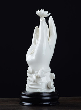 德化白瓷佛手摆件禅意电视壁柜