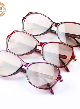 墨镜中老年水晶茶色石头眼镜