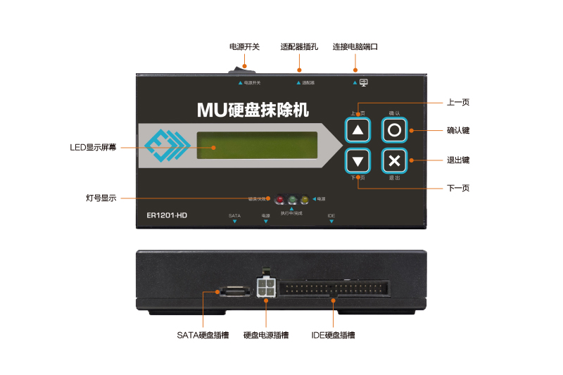 ER1202硬盘抹除机数据安全销毁不可恢复 快速DOD七次擦除智能机 - 图3