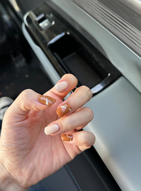 ANPUZI小红书同款半烤凝胶美甲贴照灯光疗防水持久奶奶杏AN020