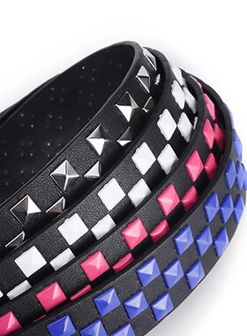 New Personalised Rivets Checkerboard PU Leather Belt 107CM