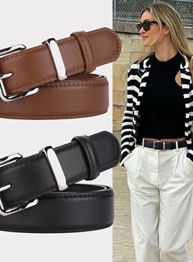 Luxury Genuine Leather Belt for Women with Dress Jeans 2.8cm