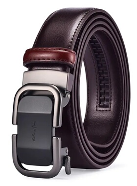 Men's leather ratchet belt3.5cm wide adjustable formal jeans