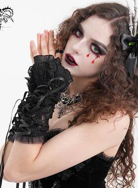 Devil Fashion恶魔时尚女装哥特暗黑蕾丝蝴蝶结手套 GE03701