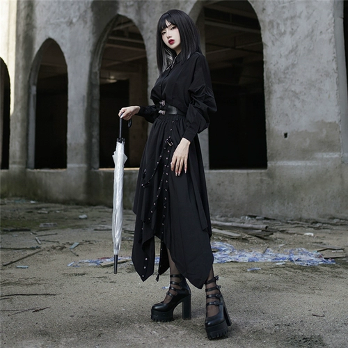 Демисезонная рубашка, юбка, комплект для школьников, в стиле панк, косплей, xэллоуин