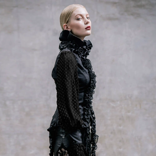 Ретро шифоновая рубашка, стиль Лолита, европейский стиль, облегающий крой