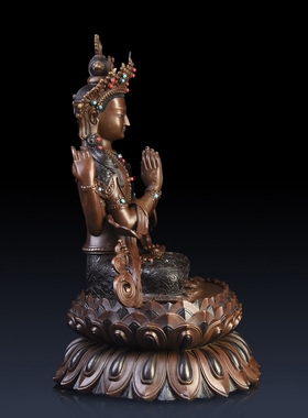 纯铜密宗四臂观音佛像摆件工艺品