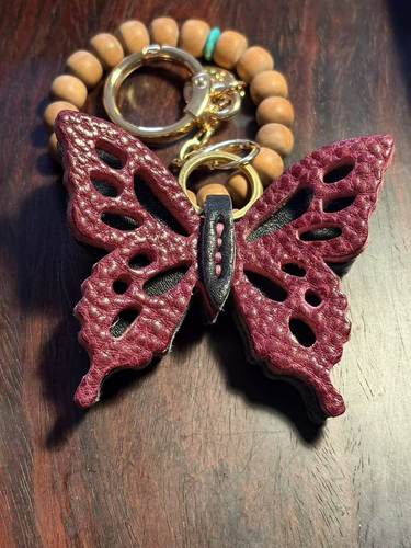 真皮DIY 蝴蝶新款情侣钥匙扣女精致钥匙链男网红款挂件高级感 - 图3