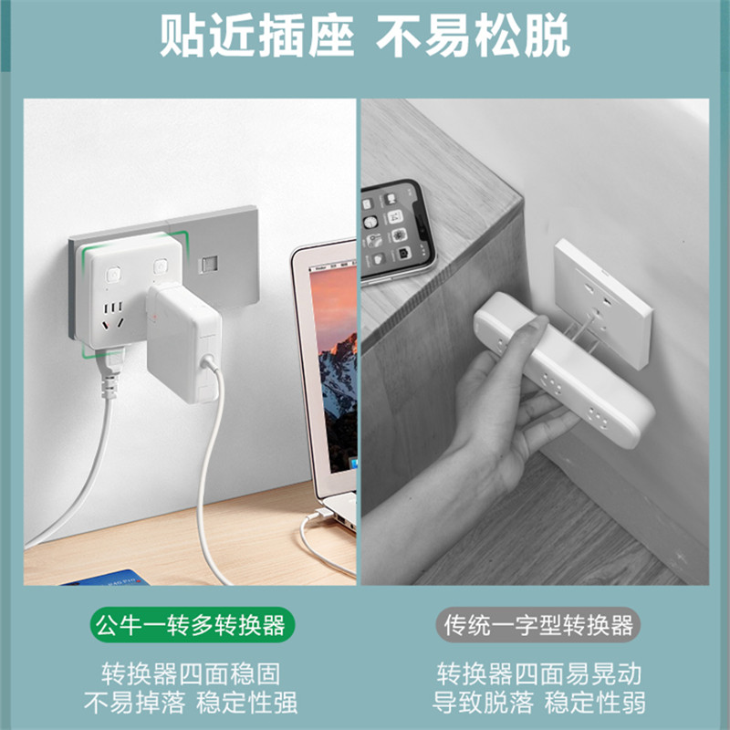 公牛86型扩展插座转换插头多功能一转多插座面板转换器不带线插排 - 图2