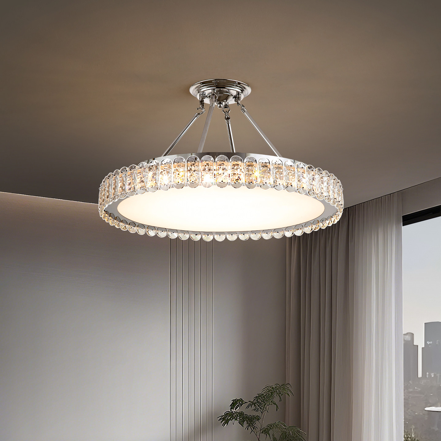 圆形现代轻奢水晶客厅简约餐厅吊灯卧室书房灯具高档中山厂家直销,淘宝优惠券,粉丝福利购,淘宝优惠卷