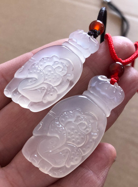 玛瑙麻将横财百财项链证书吊坠