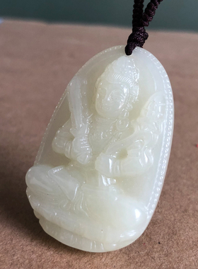 和田玉本命佛虚空菩萨牛虎吊坠女