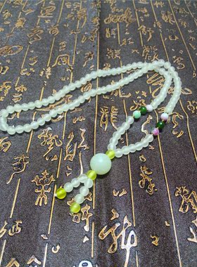 时尚风天然岫玉冰种配饰毛衣链