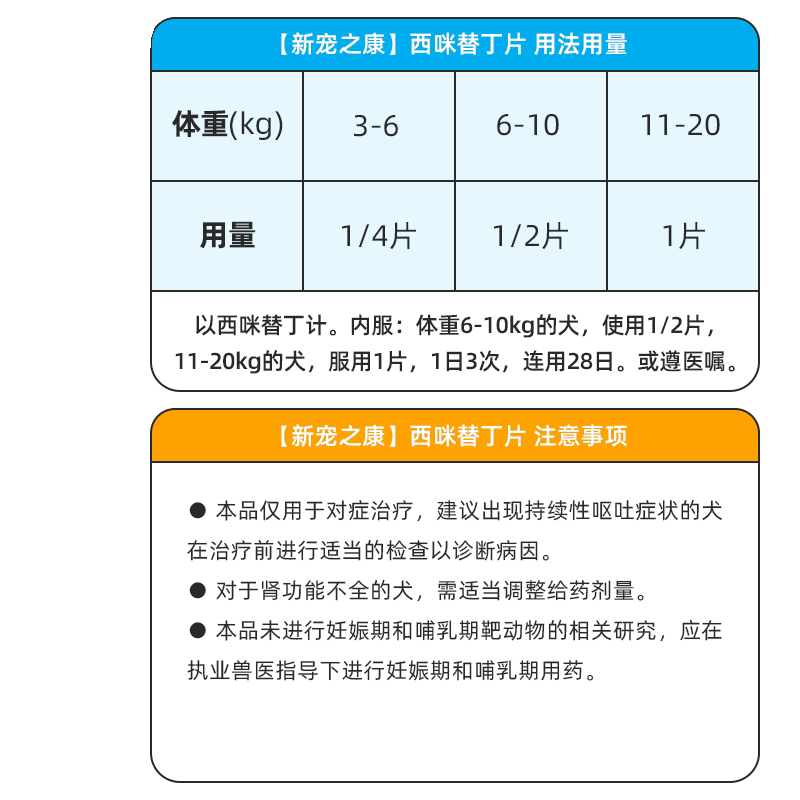 狗狗猫咪肠胃炎症药西咪替丁片宠物止吐止泻吐黄水用狗猫呕吐药