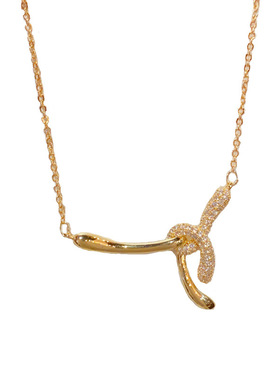 小众时尚百搭锆石金属打结项链个性轻奢简约高级感超闪锁骨链批发