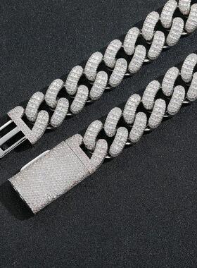 欧美嘻哈项链20MM梯方锆石古巴