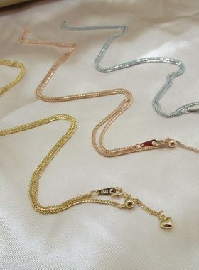 可调节肖邦链 S925纯银项链女银链万能链 24k金色 kc金毛衣链彩银