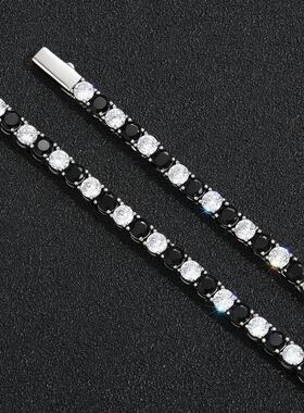 新品欧美项链嘻哈mm黑白锆石网球