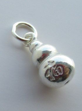 葫芦吊坠925纯银项链女空心挂坠银饰吊坠红绳编织DIY配件材料