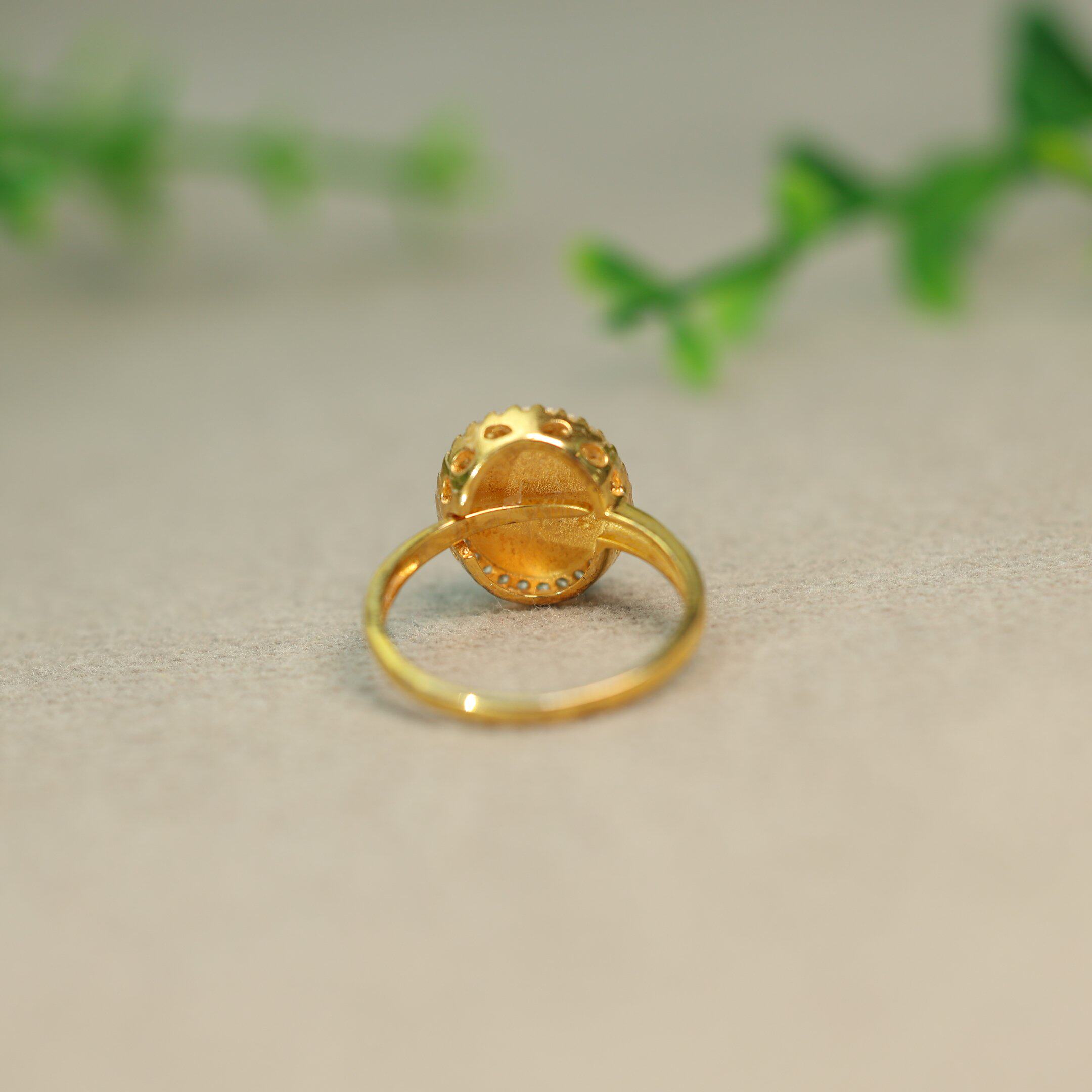 Myanmar natural grade A jadeite oval cabochon ring