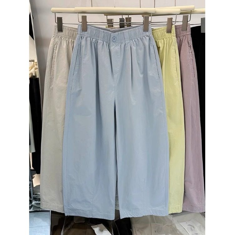 2025夏季新款松紧腰阔腿休闲裤女士高腰显瘦宽松小个子九分萝卜裤,淘宝优惠券,粉丝福利购,淘宝优惠卷