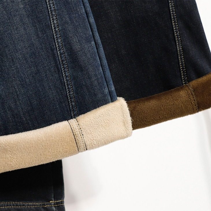 加绒高腰直筒牛仔裤女冬季松紧腰显瘦百搭宽松阔腿裤休闲遮肉长裤,淘宝优惠券,粉丝福利购,淘宝优惠卷