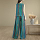 ຂະໜາດໃຫຍ່ Retro ແບບ Rainbow striped cotton and linen suit for women summer style vest casual wide leg pants trousers two piece set