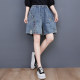 ໂສ້ງຂາສັ້ນຂາກວ້າງ denim ripped embroidered ວັນນະຄະດີ retro ສໍາລັບແມ່ຍິງ