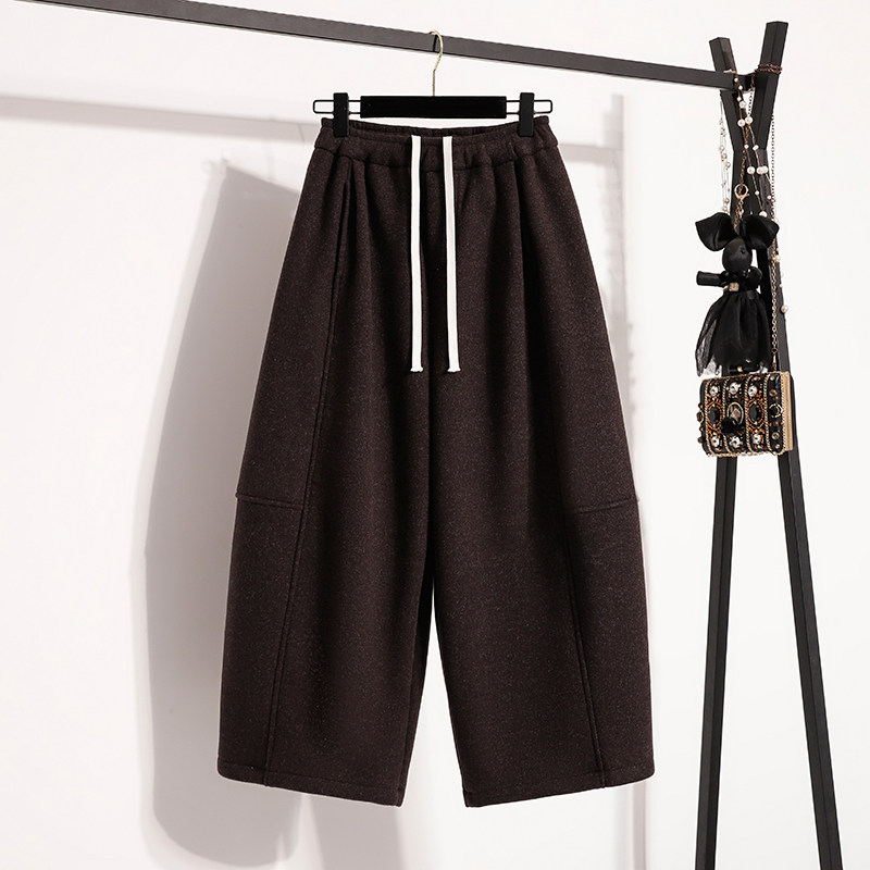 大码加绒加厚毛呢阔腿裤女冬季宽松慵懒松弛感裤子休闲九分弯刀裤,淘宝优惠券,粉丝福利购,淘宝优惠卷