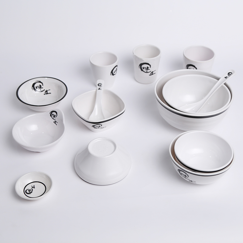 A5味道密胺小碗饭碗汤碗粥碗稀饭学校食堂餐具塑料饭店反口碗商用 - 图2