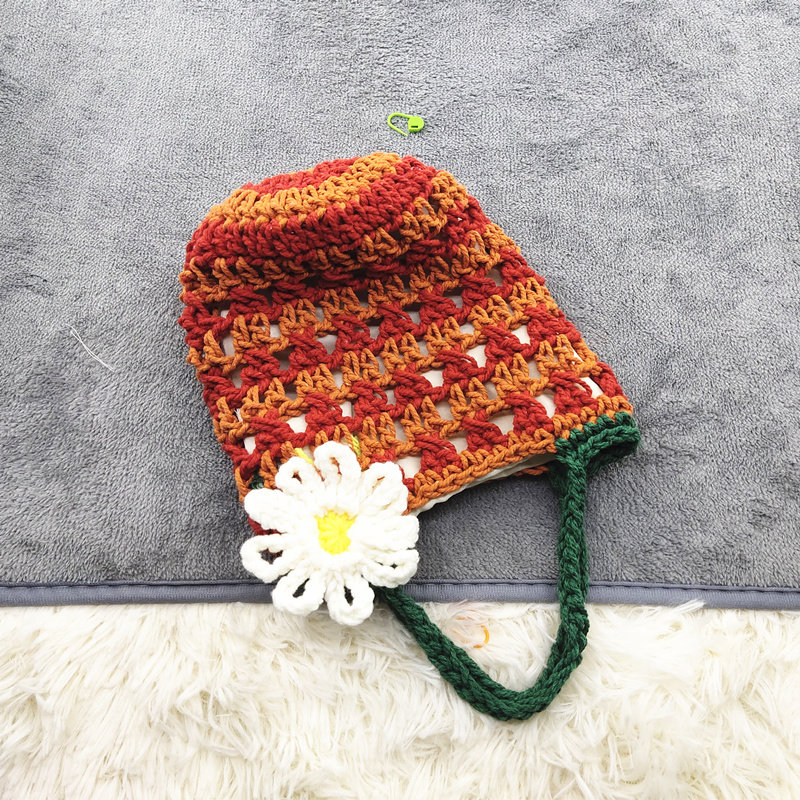 撞色可爱花朵手提包手工diy钩针拼色小雏菊编织水桶包材料包成品,淘宝优惠券,粉丝福利购,淘宝优惠卷