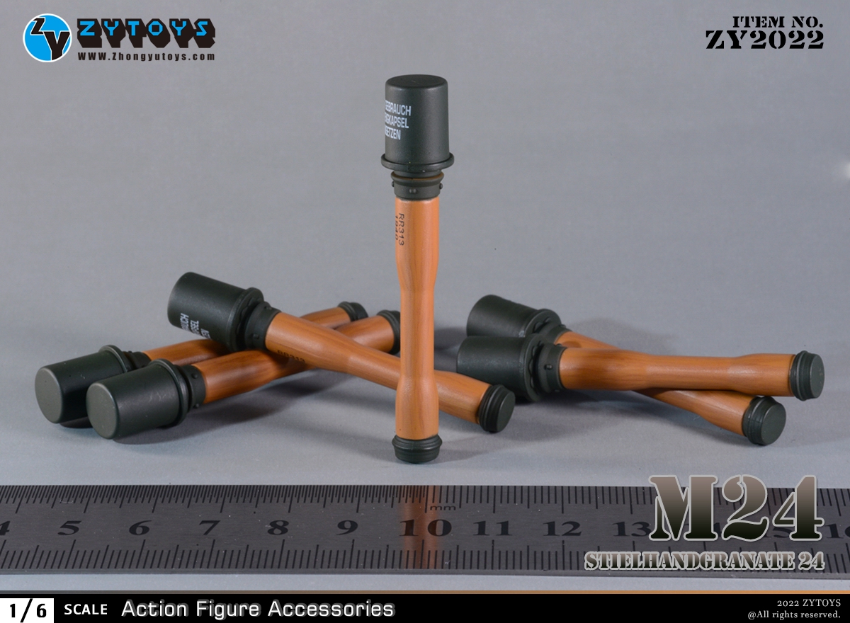 ZYTOYS 1:6比例 ZY2022 M24 兵人玩具模型 手榴弹 二战配件DIY - 图1