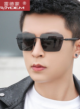 无框墨镜男士开车防晒偏光太阳镜