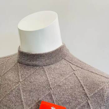 Golden Rabbit Pure Wool Sweater Autumn and Winter Men's Half Turtle Collar Bottoming Cashmere Sweater Solid Color New Knitted Twist Simple and Versatile