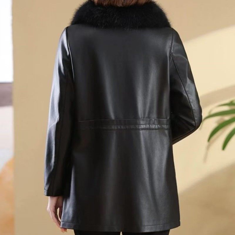加绒加厚皮衣外套女2025冬季新款中长款秋冬PU皮毛一体皮风衣大衣,淘宝优惠券,粉丝福利购,淘宝优惠卷