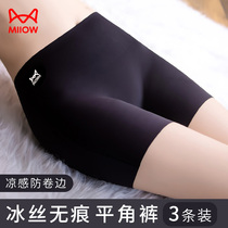 Cat People Flat Corner Briefs Lady Pure Cotton Antibacterial Crotch Summer Thin anti-walking light Ice Silk safety pants No-scratches underpants