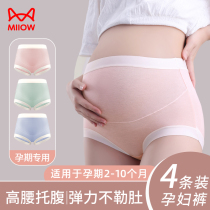 Cat person pregnant womans underwear female pure cotton stall antibacterial high waist Toabdominal early middle Late period pregnancy special large code triangular shorts