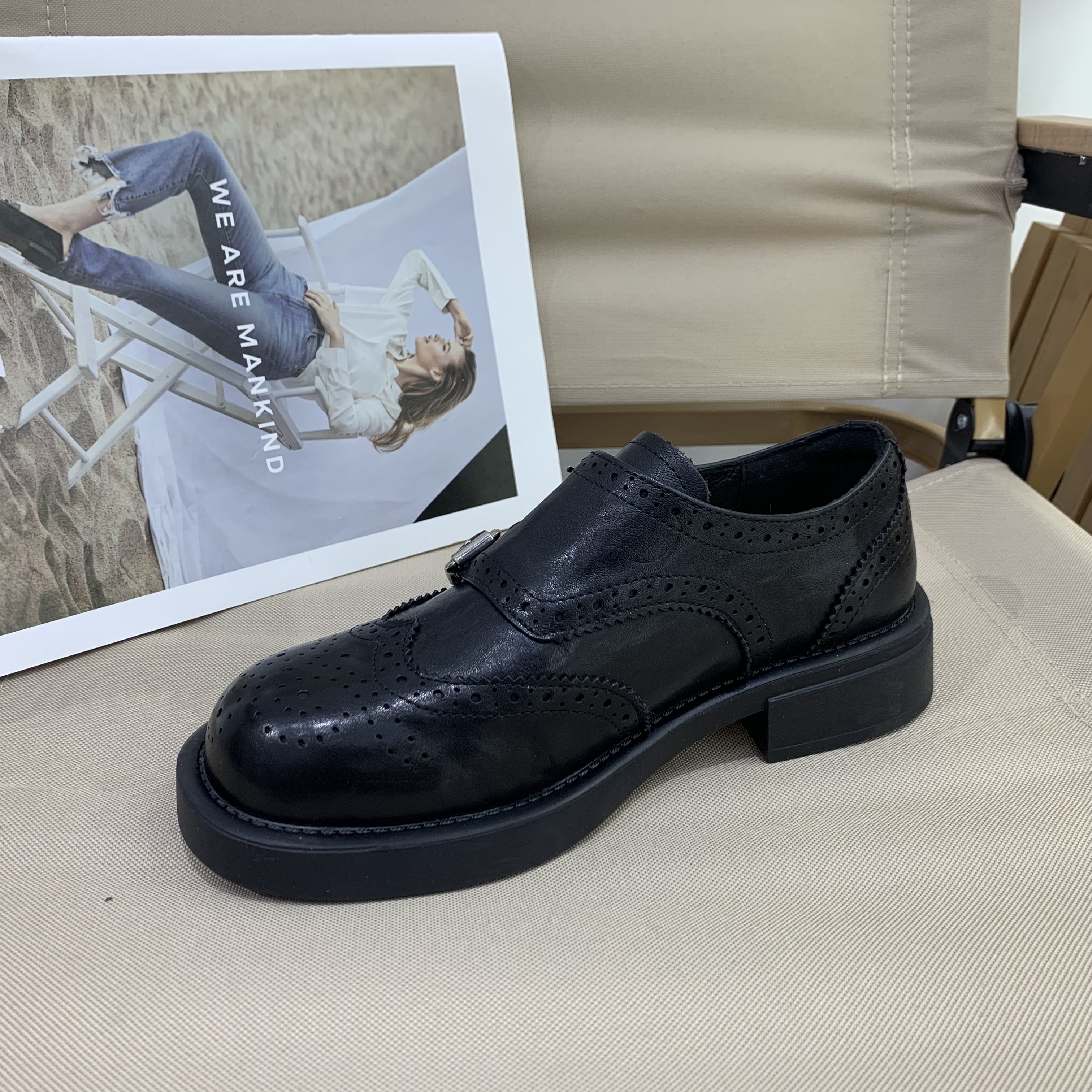 真皮英伦风布洛克雕花复古小皮鞋女2026春季新款圆头厚底乐福鞋,淘宝优惠券,粉丝福利购,淘宝优惠卷