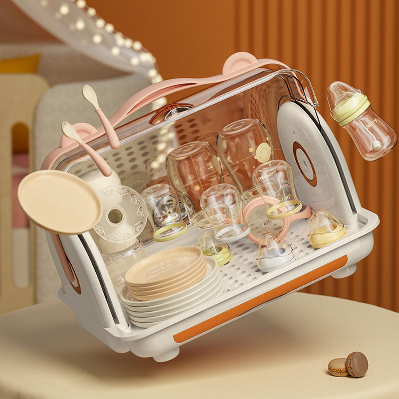 奶瓶收纳箱架子沥水架防尘带盖辅食工具收纳柜婴儿宝宝餐具收纳盒,淘宝优惠券,粉丝福利购,淘宝优惠卷