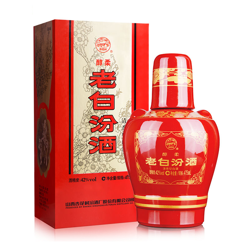 山西杏花村汾酒 42度醇柔老白汾酒475ml*1盒 清香型国产白酒