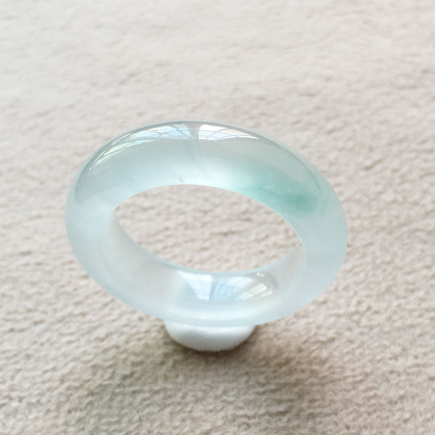 Burmese jade high ice clear water green jade ring