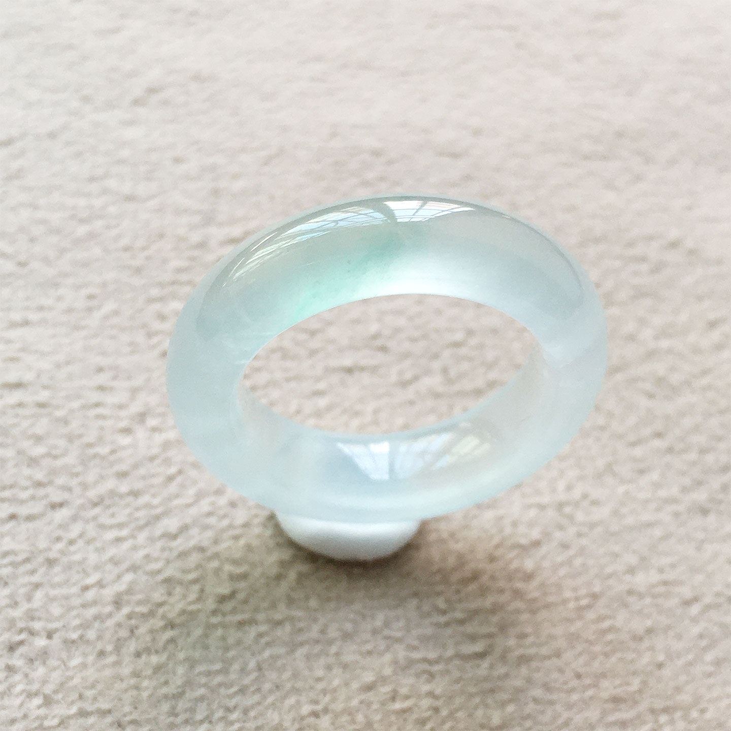 Burmese jade high ice clear water green jade ring