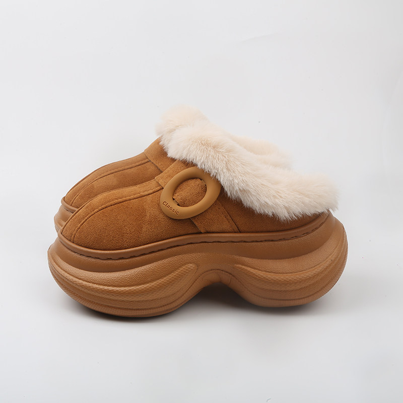 SUNNY COLOR厚底增高毛毛拖鞋女冬季室内外穿加绒保暖包头棉拖鞋,淘宝优惠券,粉丝福利购,淘宝优惠卷