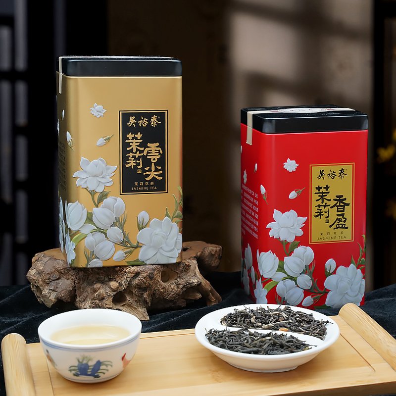 【爆品好茶组合】吴裕泰茉莉香盈云尖经典茉莉花茶组合罐装360g-图1