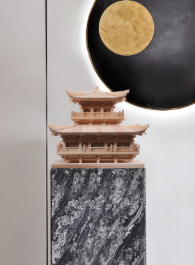 中式仿古建筑模型茶室装饰摆件