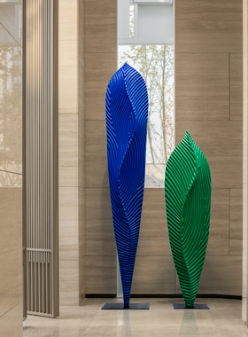 抽象境泉实木雕塑玄关装饰摆件