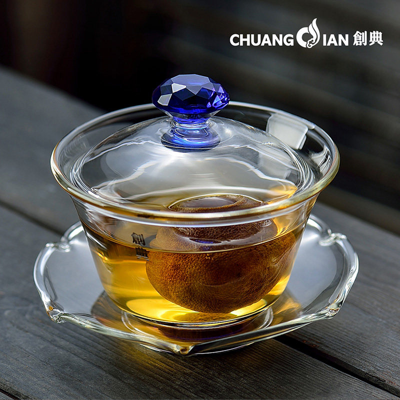 创典玻璃盖碗加厚三才盖碗家用大号耐热玻璃泡茶碗透明盖碗茶碗,淘宝优惠券,粉丝福利购,淘宝优惠卷