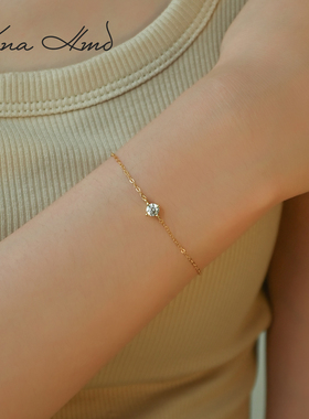 KNA珂娜「一颗钻」一颗圆钻百搭锆石手链S925纯银日常通勤职场ins