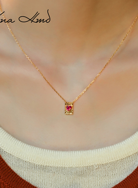 KNA珂娜「逐光之心」mini爱心卡片牌纯银吊坠项链女小巧气质百搭