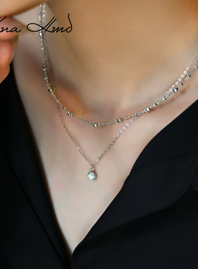 KNA珂娜「波光满天星 」爆闪百搭纯银镭射珠项链S925银锁骨链叠戴